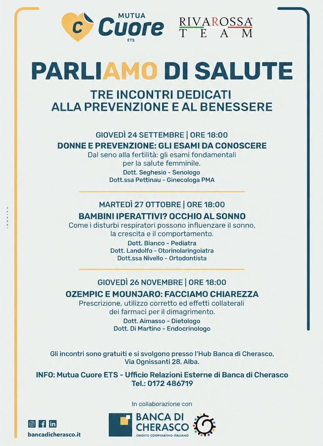 Parliamo di Salute: ad Alba tre incontri per parlare di prevenzione con gli specialisti